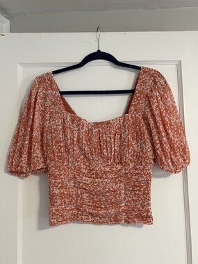 Abercrombie & Fitch Smocked Top w/ Puff Sleeves
